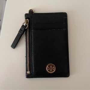 Tory Burch Black Card Holder with Gold Accents